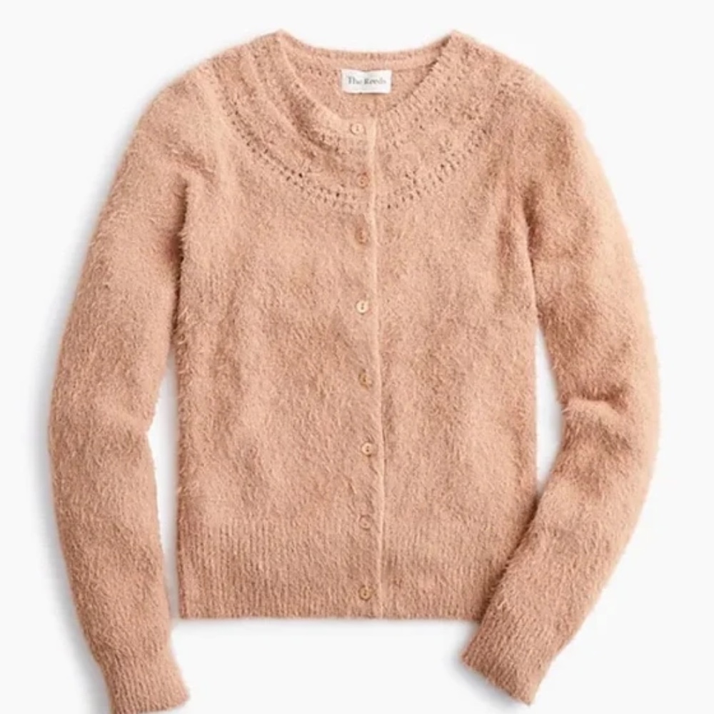 NWT ✨J. CREW x THE REEDS✨ Fuzzy Cardigan Sweater in Camel Sz S